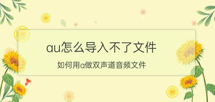 au怎么导入不了文件 如何用a做双声道音频文件？